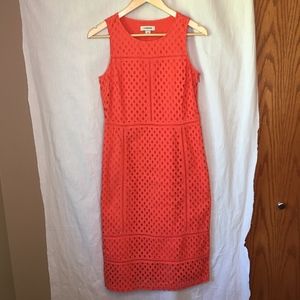 Lands' End | Coral Eyelet Midi Dress
